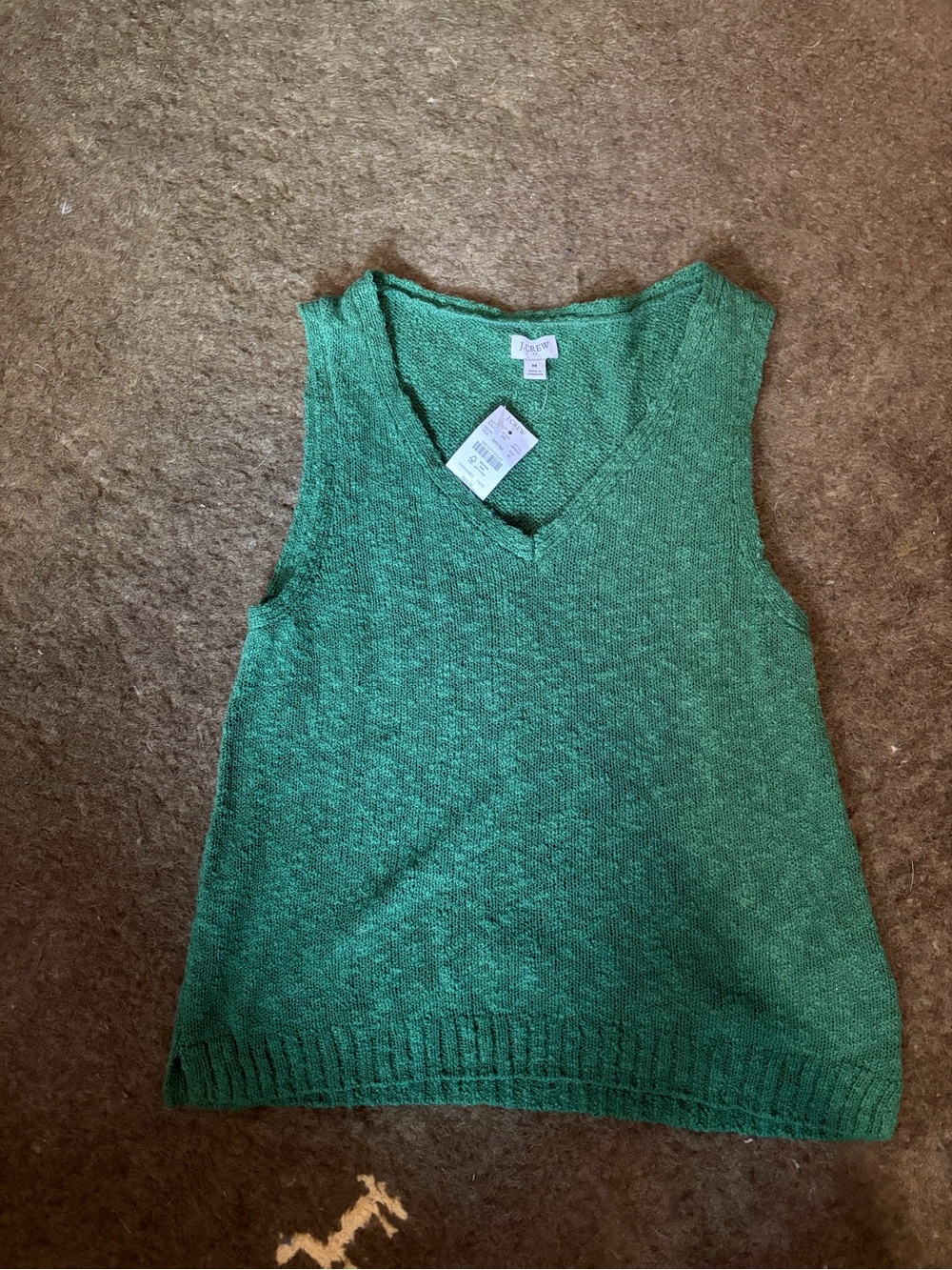J. Crew Green V-Neck Sleeveless Sweater Vest